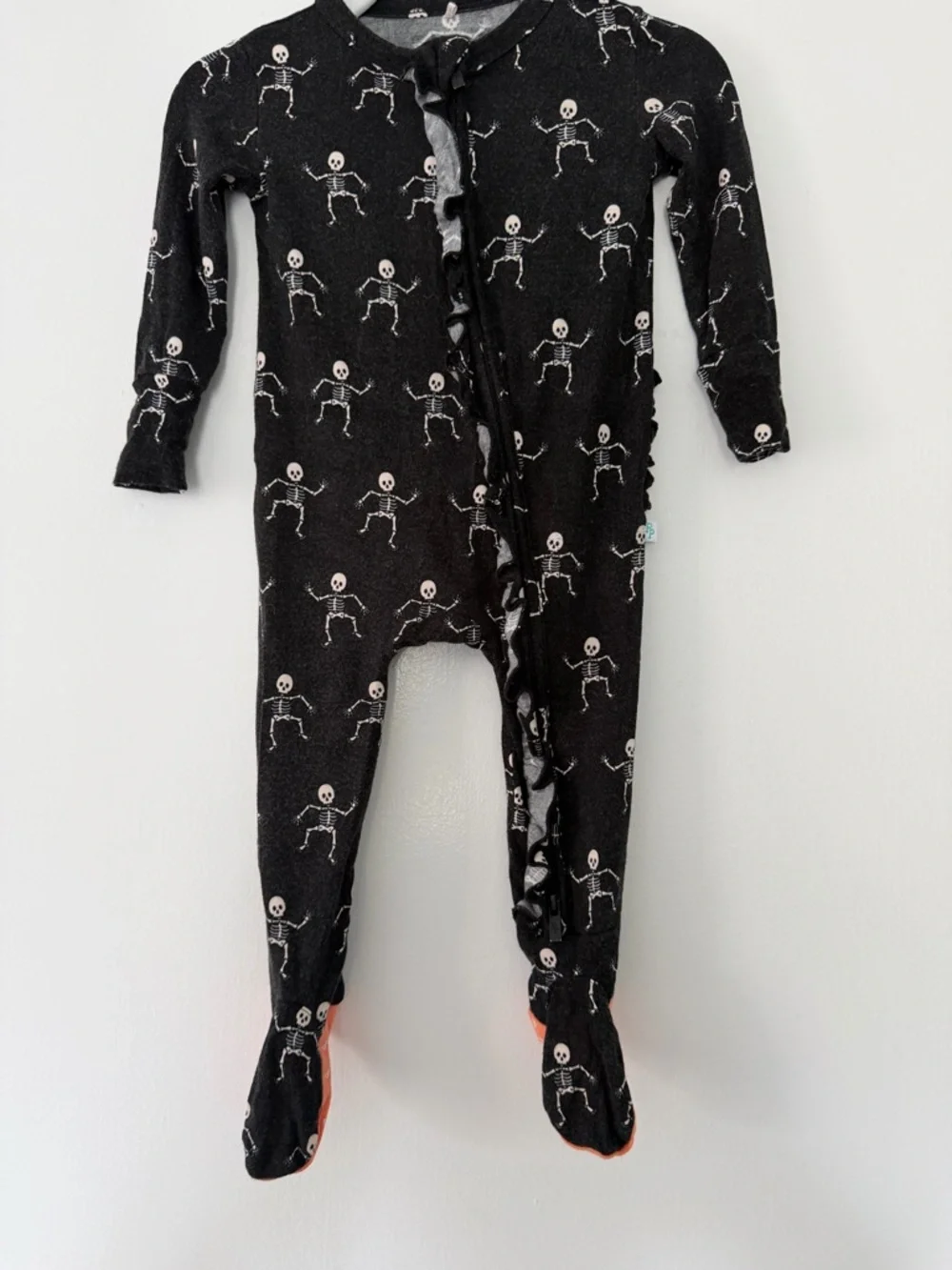 Halloween Posh Peanut Dancing Skelly Ruffled footie baby girl size 3-6m